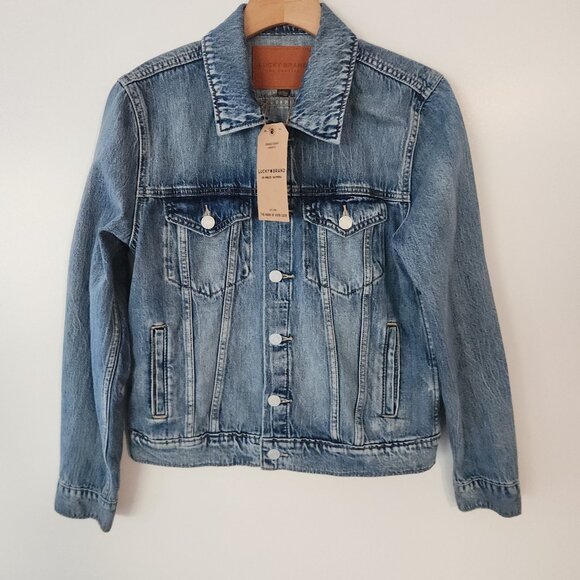 Lucky Brand Tomboy Trucker Denim Jacket Blue Womens Medium Retail $99 NWT - Picture 3 of 15